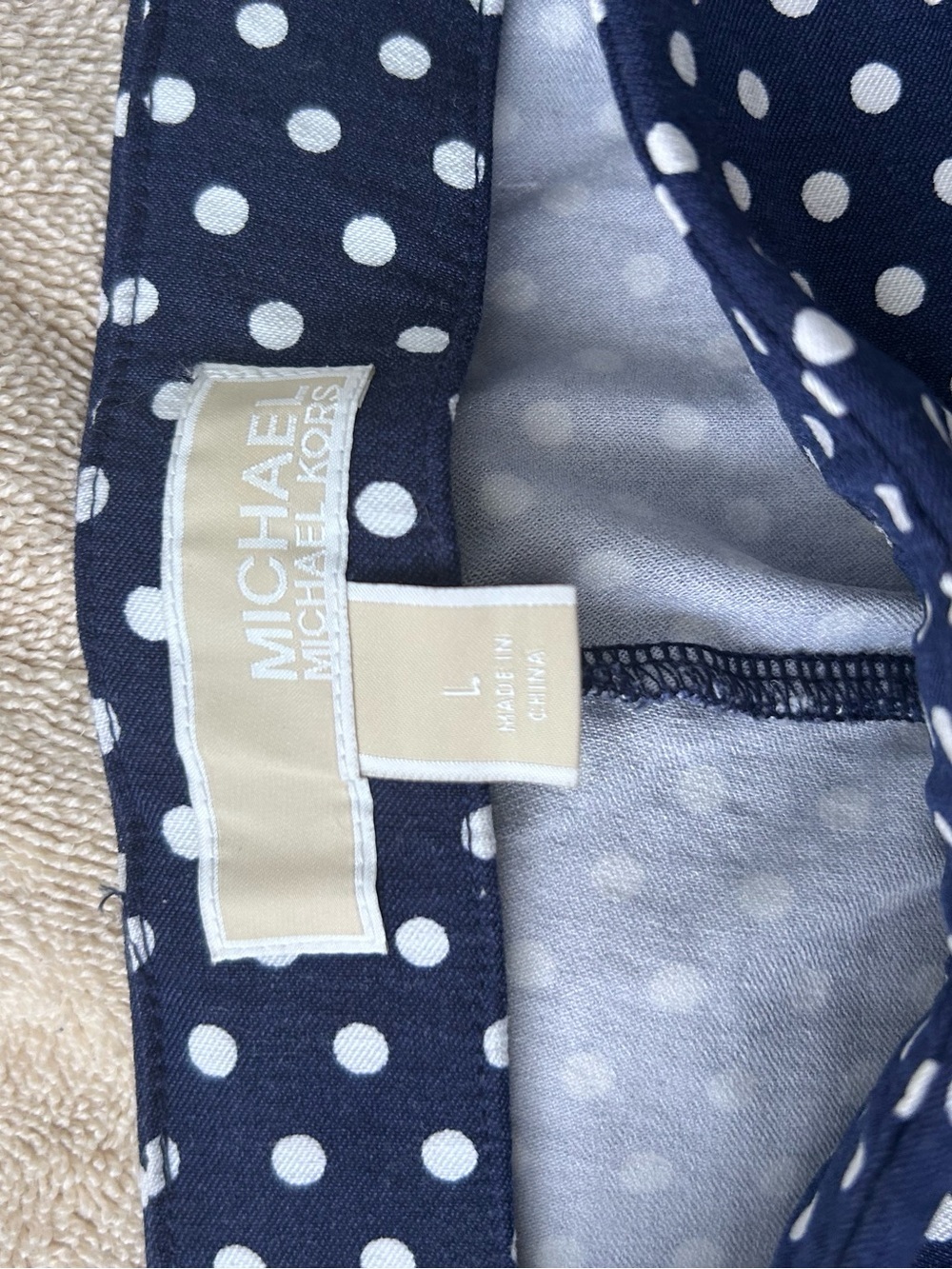 Michael Kors Navy and White Polka Dot Cropped Pants Size L - Picture 3 of 4